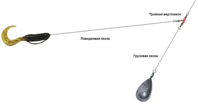 Принцип ловли на твистер для отводного поводка